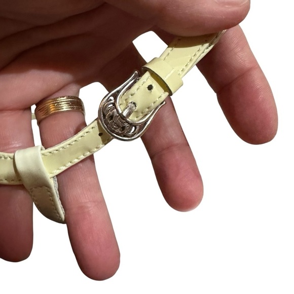 NWT Brighton Ivory Cream Silver Oslo Sandals Patent Leather Beaded - Picture 7 of 8